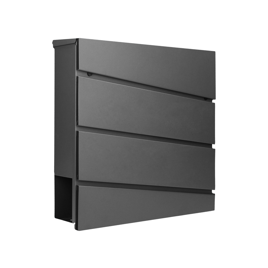 BORNEO mailbox with newspaper holder, galvanized steel, black